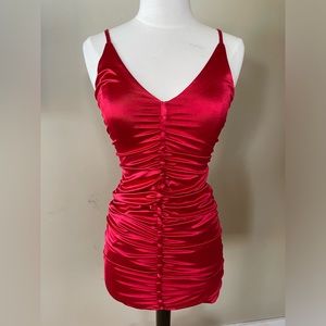 Tiger Mist Sexy Red Ruched Mini Dress Size Small